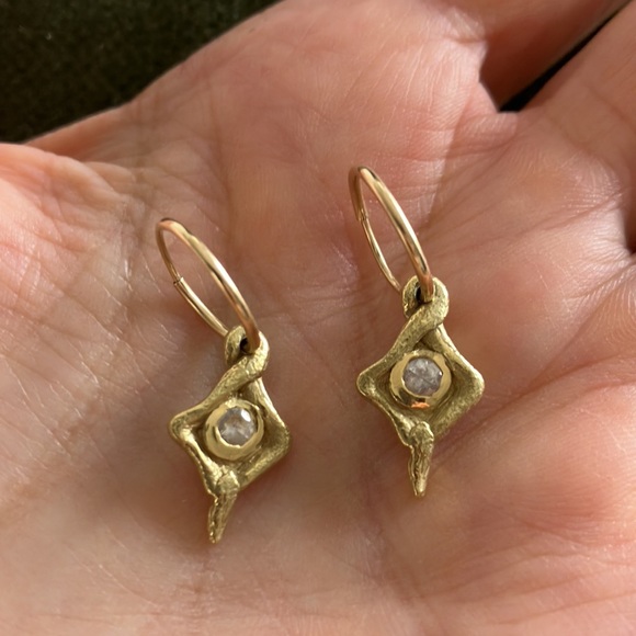 Lee Brevard 18k gold and diamond hummingbird earrings